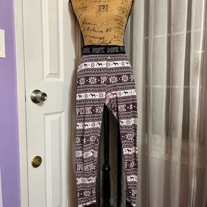 Pink Victoria secret winter Patterned Women's lounge leggings pjs